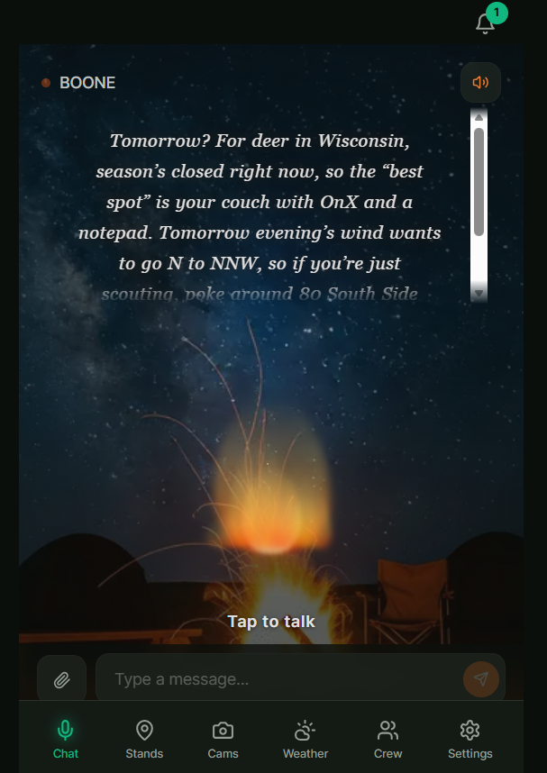 Rackon hunting app on a smartphone